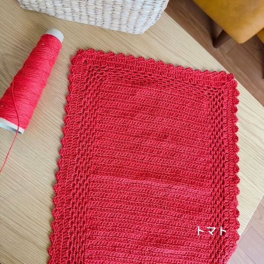 ひなたん ヴィンテージ 北欧 フレミッシュ織 プレースマット 毛糸刺繍